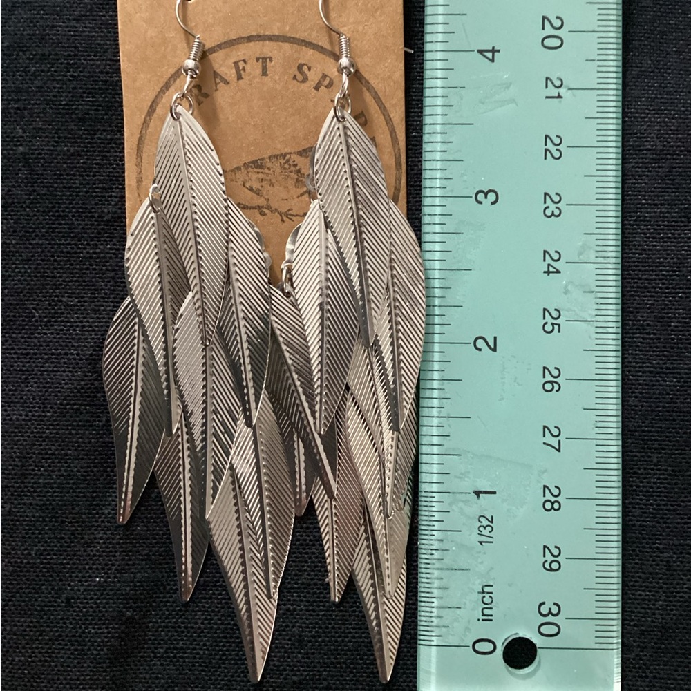 Silver Feather Dangle Earring